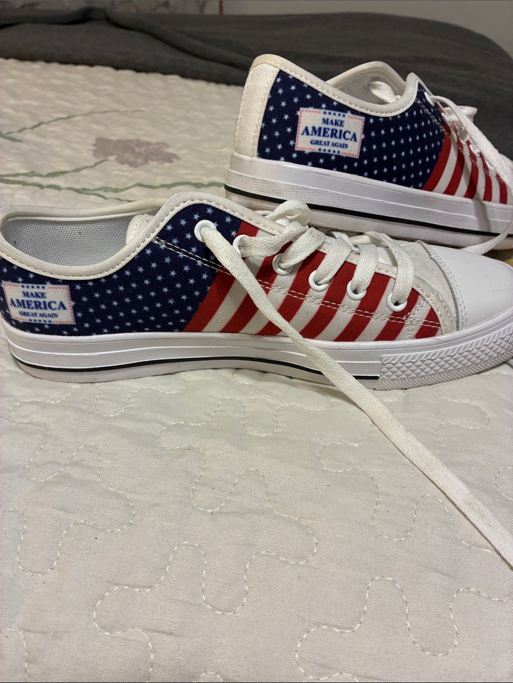 Ladies Patriotic Red White Blue Low-Top Sneakers
